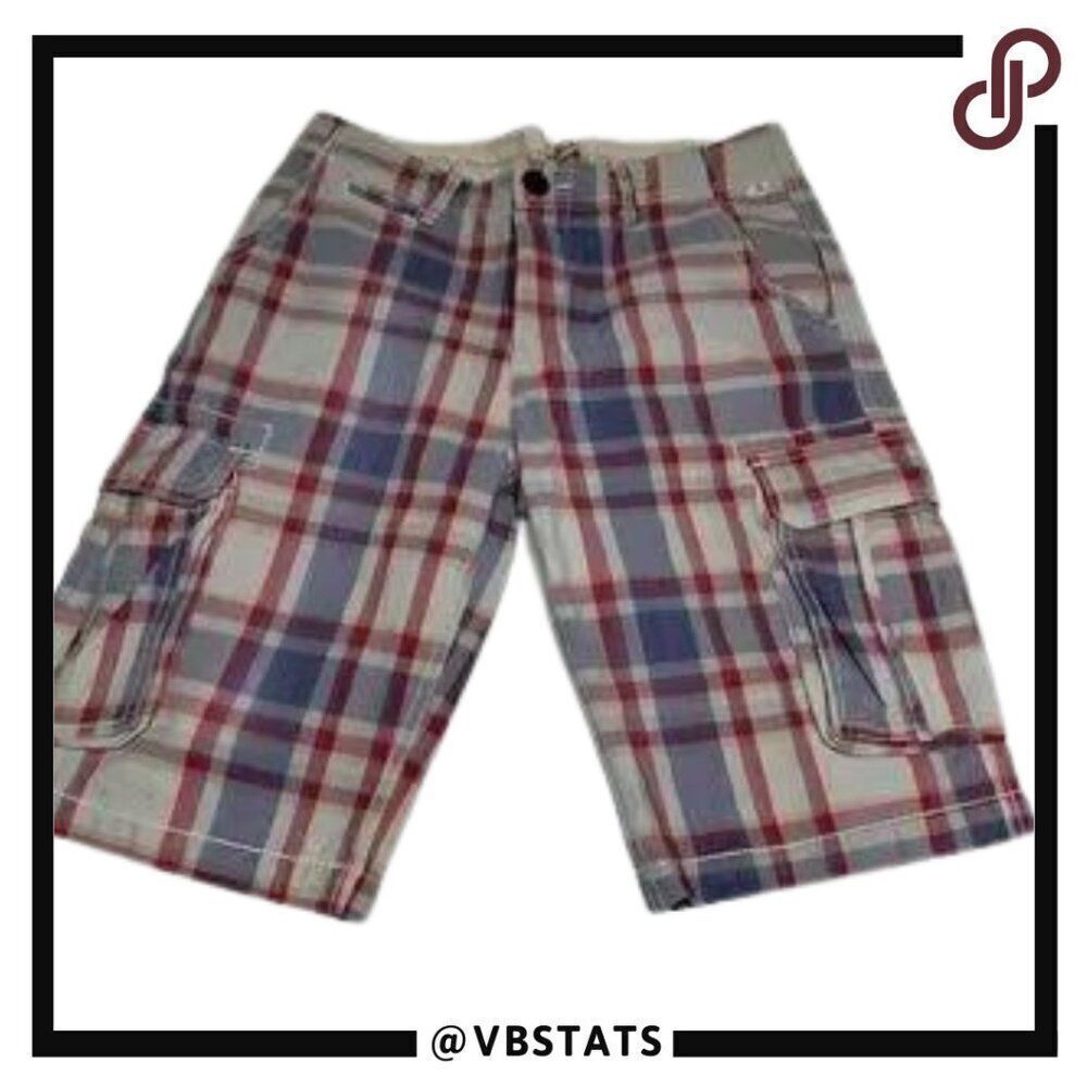 Scotch & Soda Vintage Red-White-Blue Plaid‎ Cargo Shorts in Size 32W x 12IS